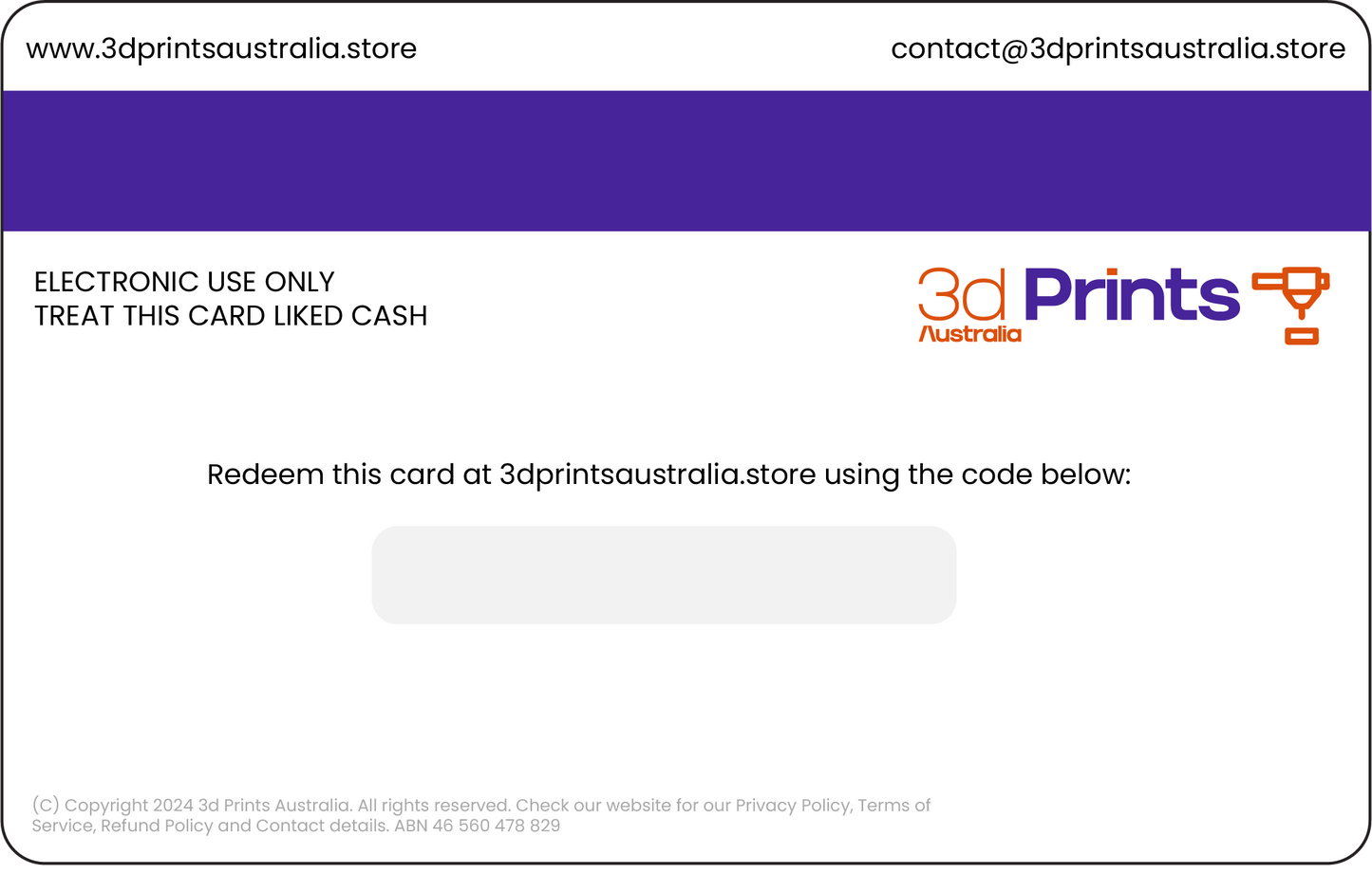 3d Prints Australia Gift Card